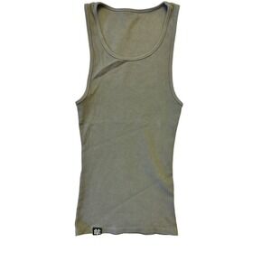 Ekkovision Mens Ribbed Tank Top Olive Green Slim Fit Scoop Neck Sleeveless